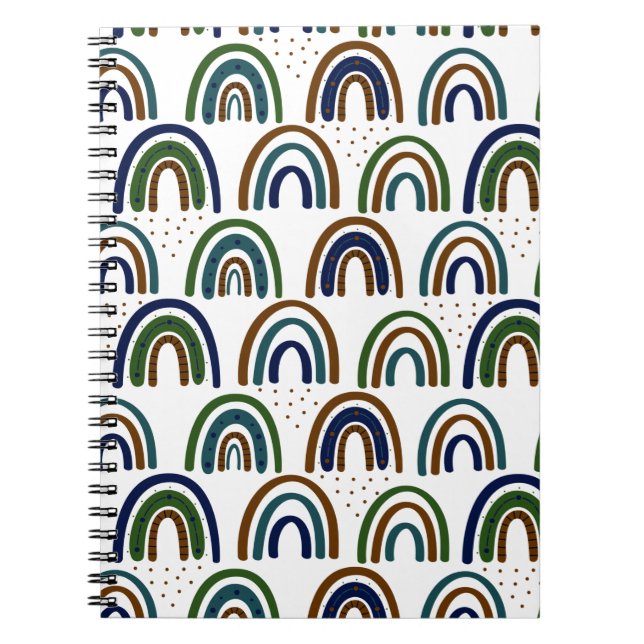 Cuaderno Arcoíris Boho Azul Verde y Marrón (Frente)