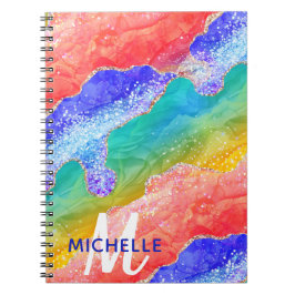 Cuaderno Arcoíris Brillante & Monograma de Ágata con Brillo