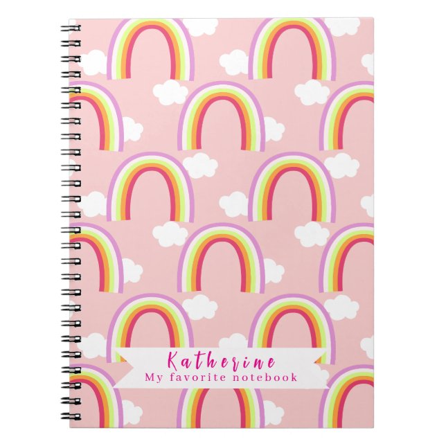 Cuaderno Arcoíris con Nube Rosa (Frente)
