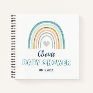 Cuaderno Arcoiris de color de agua de Baby Shower