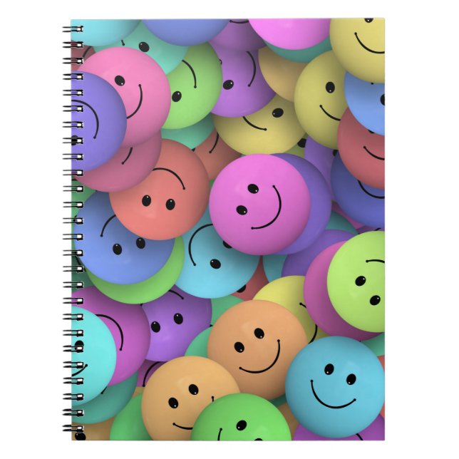 Cuaderno Arcoiris de colores felices caras (Frente)
