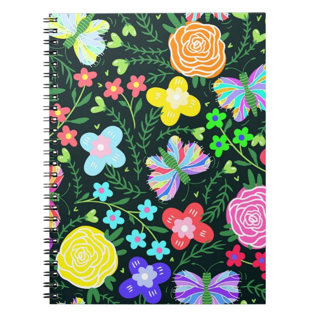 Cuaderno Arcoiris de flor de mariposa (Frente)