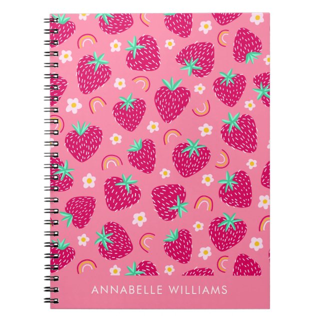 Cuaderno Arcoíris de fresa de verano y margarita (Frente)