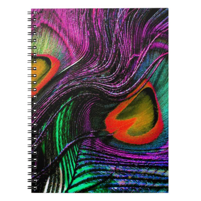 Cuaderno Arcoiris de plumas de pavo real (Frente)