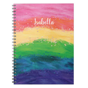 Cuaderno Arcoíris de purpurina personalizado femenino