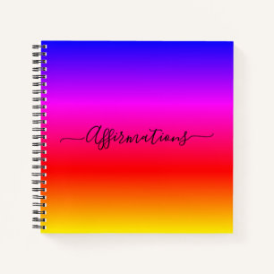 Cuaderno Arcoiris divertido con afirmaciones de tipografía 