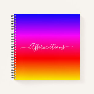 Cuaderno Arcoiris divertido con afirmaciones de tipografía
