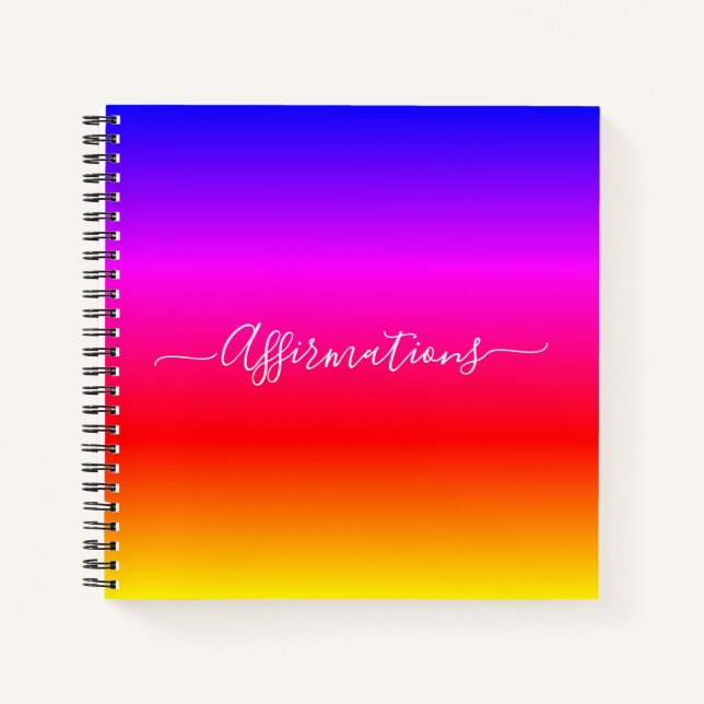 Cuaderno Arcoiris divertido con afirmaciones de tipografía  (Anverso)