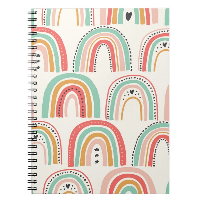 Cuaderno Arcoíris escandinavos: Patrón de arte naíf. (Frente)