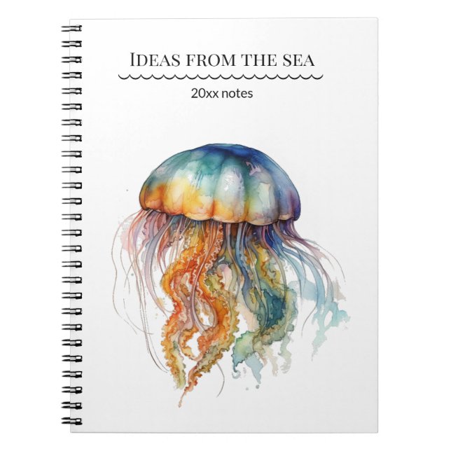 Cuaderno Arcoiris marea medusa: Arte acuarela (Frente)