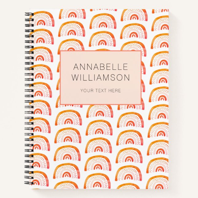 Cuaderno Arcoíris naranja boho (Anverso)