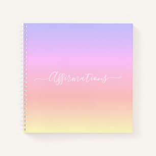 Cuaderno Arcoiris pastel con afirmaciones de unión blanca