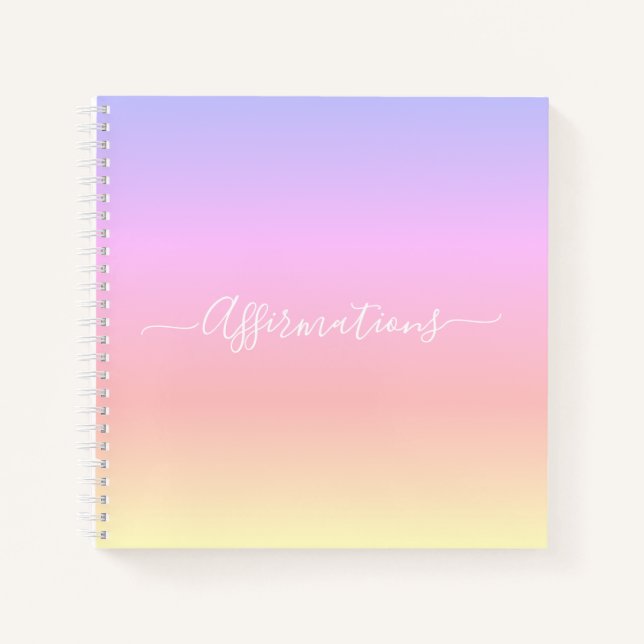 Cuaderno Arcoiris pastel con afirmaciones de unión blanca (Anverso)