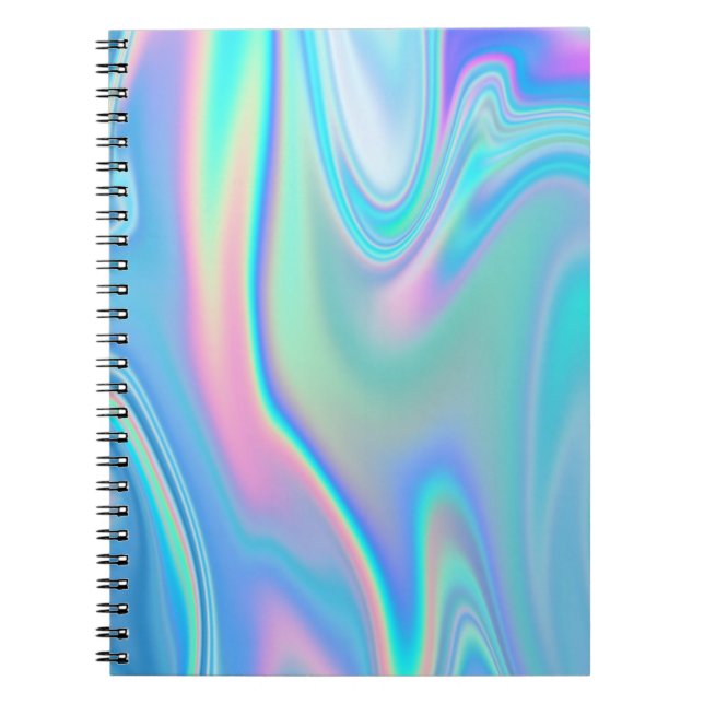 Cuaderno Arcoíris Pastel Holográfico Abstracto (Frente)