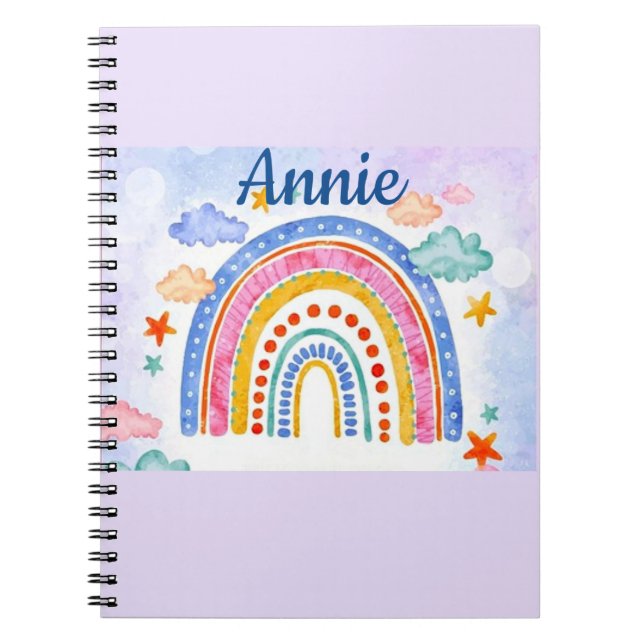 Cuaderno Arcoíris pastel personalizado lindo (Frente)