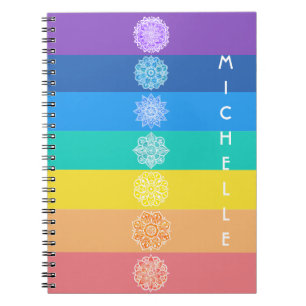 Cuaderno Arcoiris Siete chakas Mandalas blancas