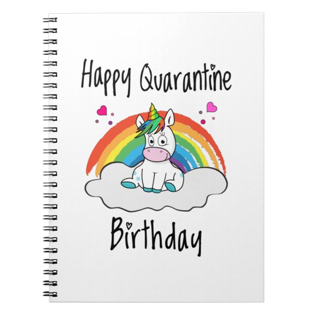 Cuaderno Arcoiris unicornio de cumpleaños de cuarentena (Frente)