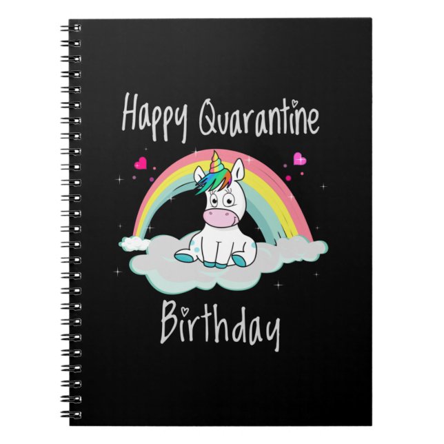 Cuaderno Arcoiris unicornio de cumpleaños de cuarentena (Frente)