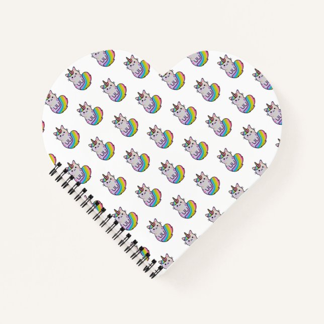 Cuaderno Arcoiris unicornio de gato blanco (Anverso)