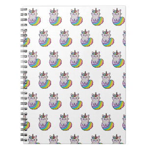 Cuaderno Arcoiris unicornio de gato blanco