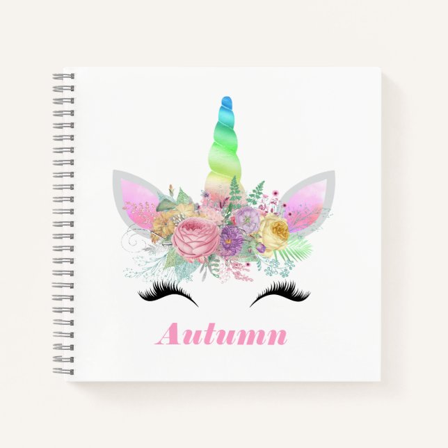 Cuaderno Arcoíris Unicornio Personalizado Personalizado (Anverso)