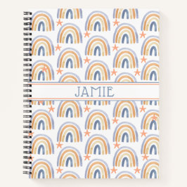 Cuaderno Arcoíris y Estrellas Personalizados Acuarela Lindo