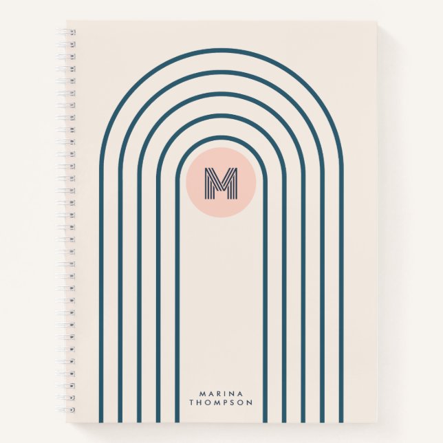 Cuaderno Arcos de líneas geométricas abstractas retro (Anverso)