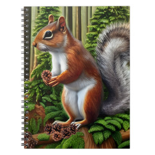 Cuaderno Ardilla Abstracta Cubierta Con Pineconas
