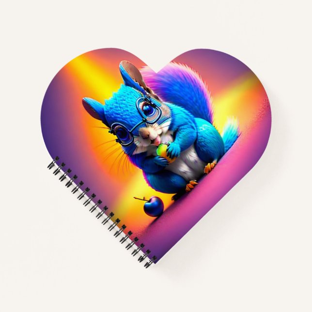 Cuaderno Ardilla Azul Comiendo Una Fruta (Anverso)