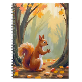 Cuaderno Ardilla del bosque | Acuarela de animal de otoño e