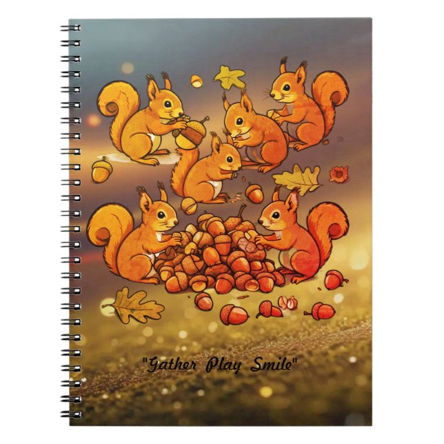 Cuaderno "Ardillas de dibujos animados con bellotas" (Frente)