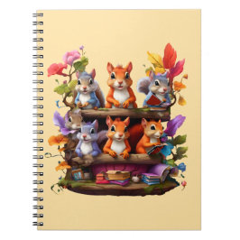 Cuaderno Ardillas En Una Librería De Madera