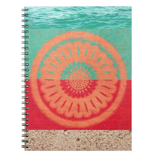 Cuaderno Arena de playa, toalla de playa, océano (Frente)