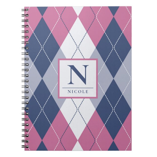 Cuaderno Argel Preppy Azul Dusty Rosa y Marina Personalizad (Frente)