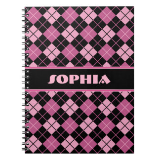 Cuaderno Argyle negro y rosado