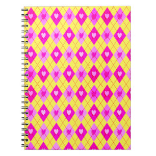 Cuaderno Argyle Pink Diamonds Hearts Pattern Leggings