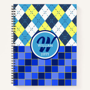 Cuaderno Argyle y cuadros de limonada de frambuesa azul Pre