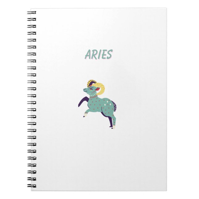 Cuaderno Aries Blanco, zodiaco, impresión de signo estelar (Frente)