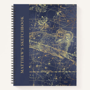 Cuaderno Aries Horoscope Starry Night Sketchbook con nombre
