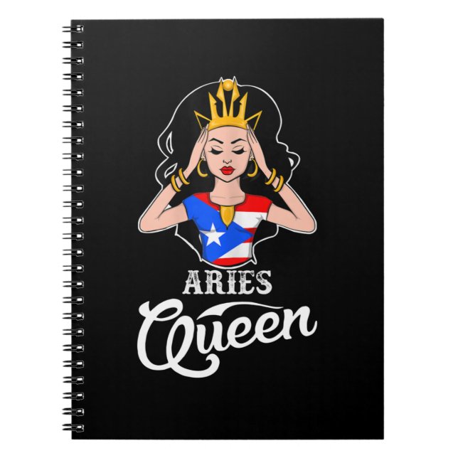 Cuaderno Aries Reina Puerto Rico Cumpleaños Para Mujeres Ne (Frente)