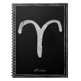 Cuaderno Aries símbolo de astrología estilizada de plata ma