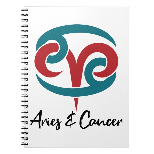 Cuaderno Aries y Cáncer Zodiaco Pareja Horóscopo (Frente)