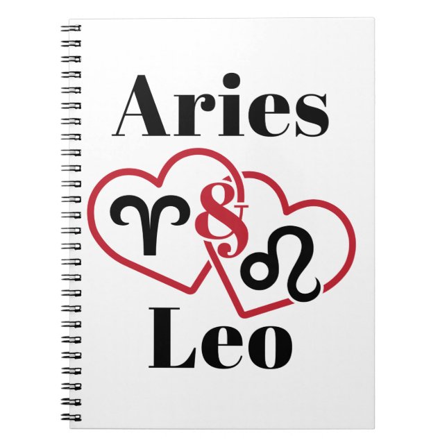 Cuaderno Aries y Parejas Leo Horóscopo Zodiaco (Frente)