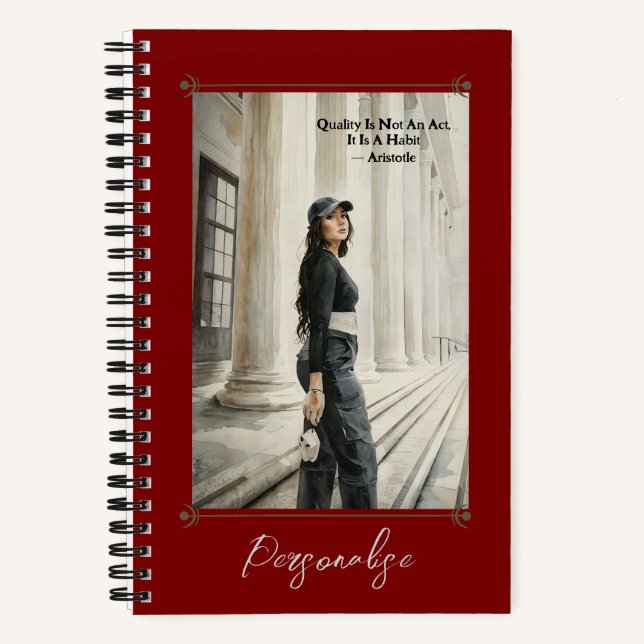 Cuaderno Aristóteles Wisdom Cita Cute Girly Red Journal (Anverso)