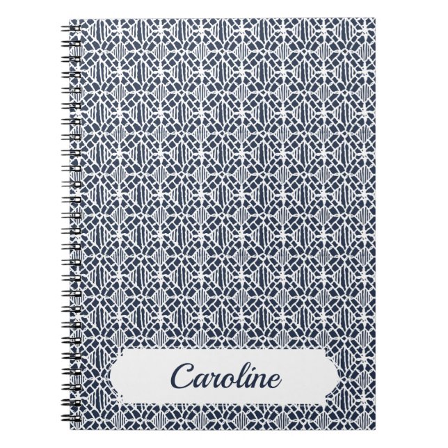 Cuaderno Armada con patrón de encaje de crochet blanco (Frente)