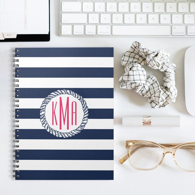 Cuaderno Armada Náutica y franja blanca con Monograma Rosa (Subido por el creador)