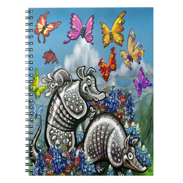 Cuaderno Armadillos Bluebonnets Mariposas Flores silvestres (Frente)