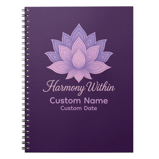 Cuaderno Armonía dentro de Lotus Mandala personalizada (Frente)