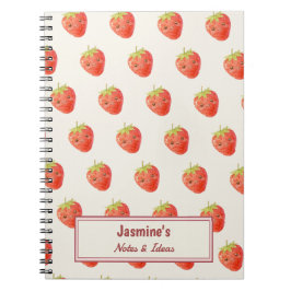 Cuaderno Armonía Dulce Personalizada Patrón de Fresa