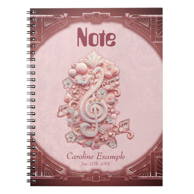 Cuaderno Armonía en rosa, un majestuoso y estilizado trinqu (Frente)